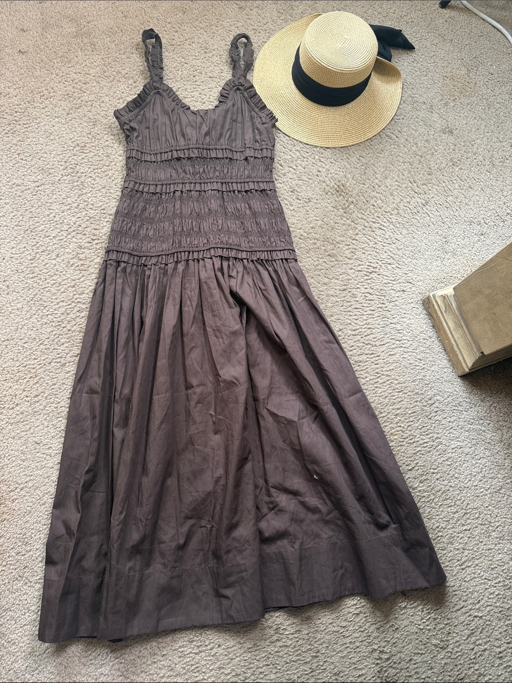Caroline Constas 🔥 Bra-Free Smocked Drop-Waist Maxi Dress - Picture 2 of 6